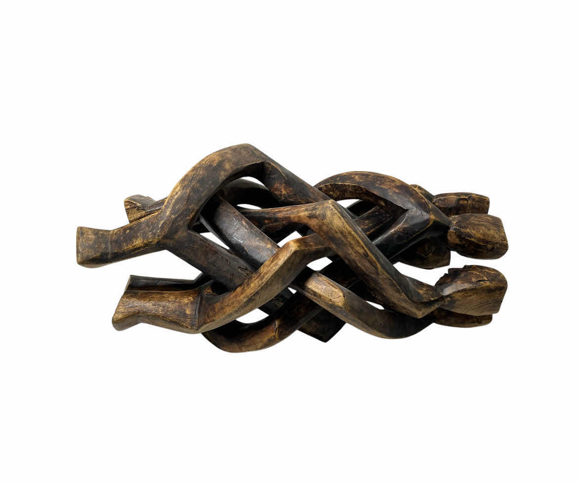 Photo 1 of AFRICAN HAND CARVED WOOD UNITY CIRCLE SCULPTURE 14” X 12”