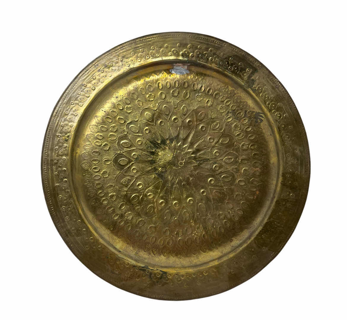 Photo 1 of EARLY CENTURY ORNATE DESIGN DIE-CAST BRASS PLATE 8”