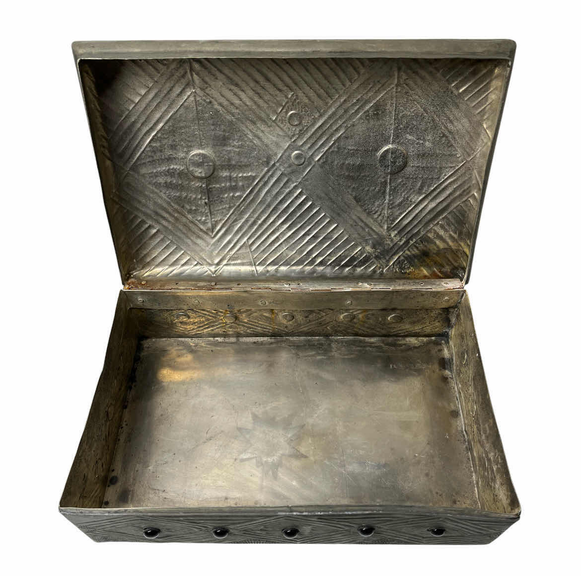 Photo 1 of MID- CENTURY DIE-CAST METAL TRINKET BOX 14” X 9” H6”