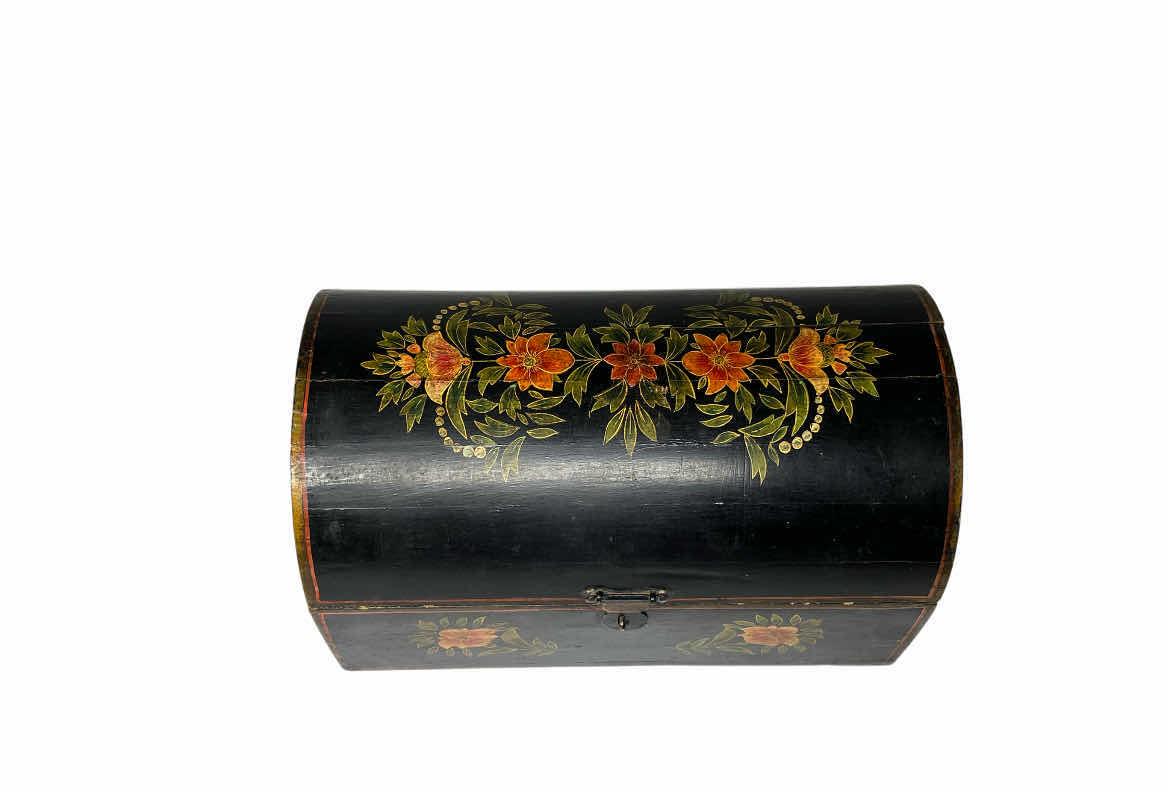 Photo 1 of VINTAGE FLORAL DESIGN WOOD TRINKET CHEST 12” X 7” H7”