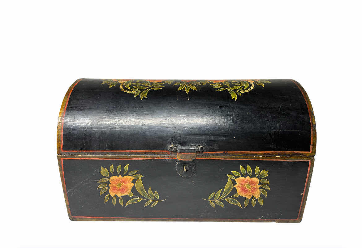 Photo 1 of VINTAGE FLORAL DESIGN WOOD TRINKET CHEST 12” X 7” H7”