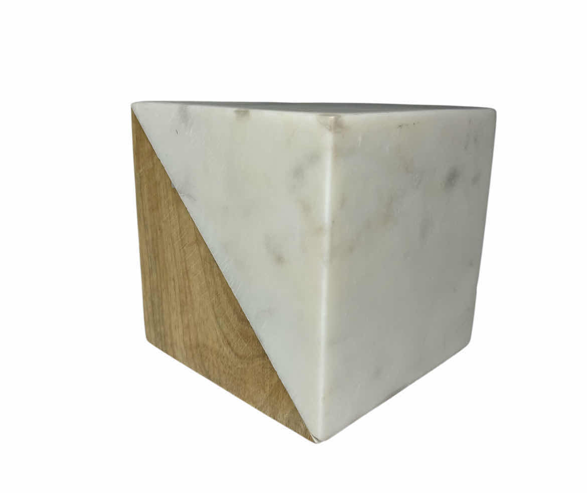 Photo 1 of DIAMOND HOME SOLID MARBLE & WOOD SPLIT CUBE DECOR 5” X 5”