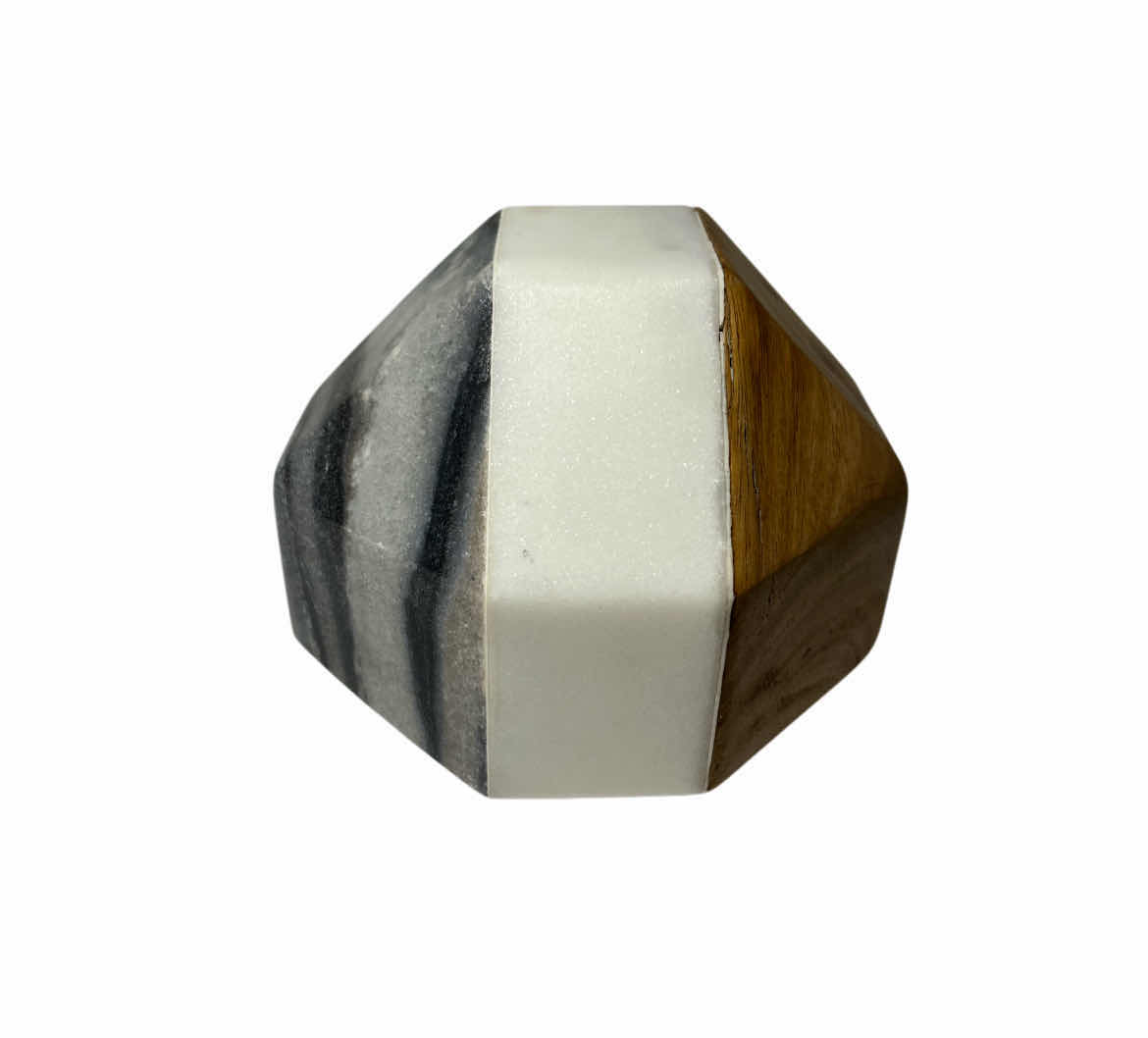 Photo 1 of DIAMOND HOME SOLID MARBLE & WOOD DODECAHEDRON DECOR 4.5” X 4.5”