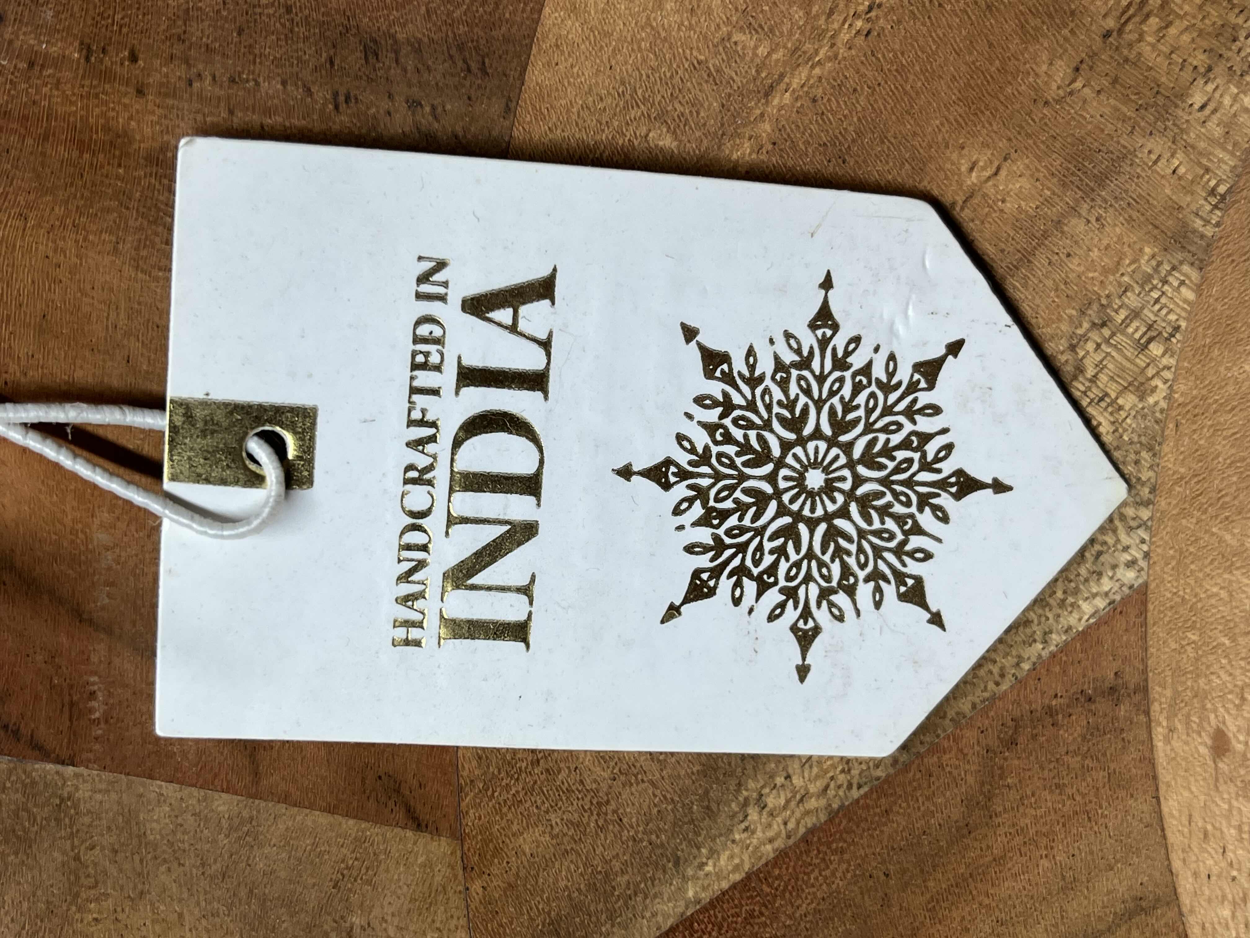 Photo 1 of NEW INDIAN MADE ARTISAN IRON HANDLE WOOD SERVING BOWL 12” X 4”