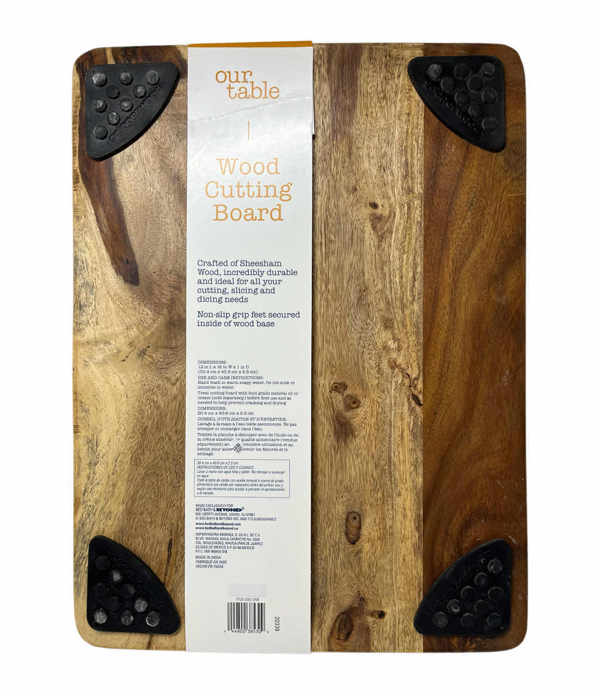 Photo 1 of NEW BED BATH & BEYOND OUR TABLE SHEESHAM WOOD CUTTING BOARD 12” X 16” H1”