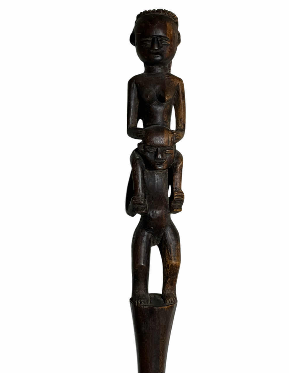 Photo 1 of AFRICAN MID-CENTURY HAND CARVED WOOD WALKING STICK 2.5” X 62”
