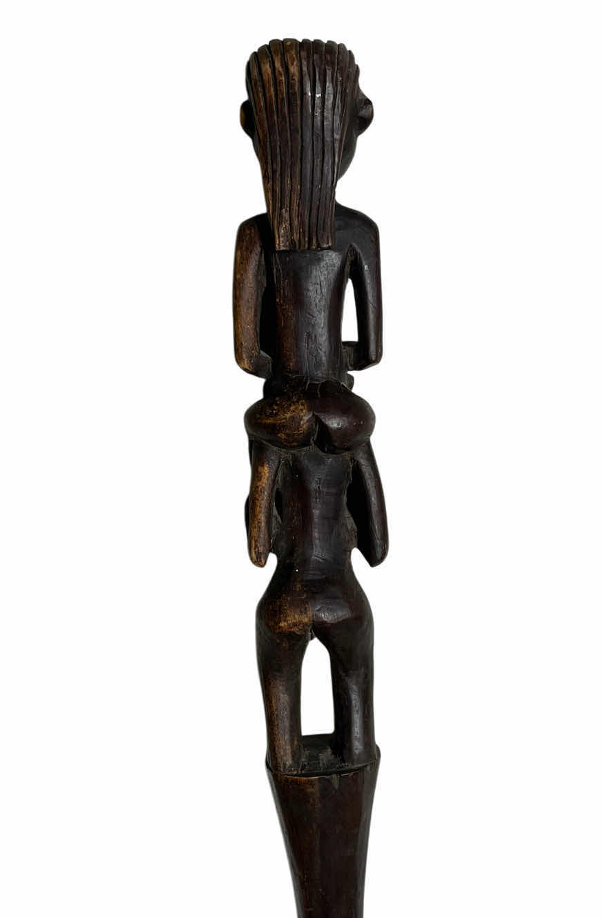 Photo 1 of AFRICAN MID-CENTURY HAND CARVED WOOD WALKING STICK 2.5” X 62”