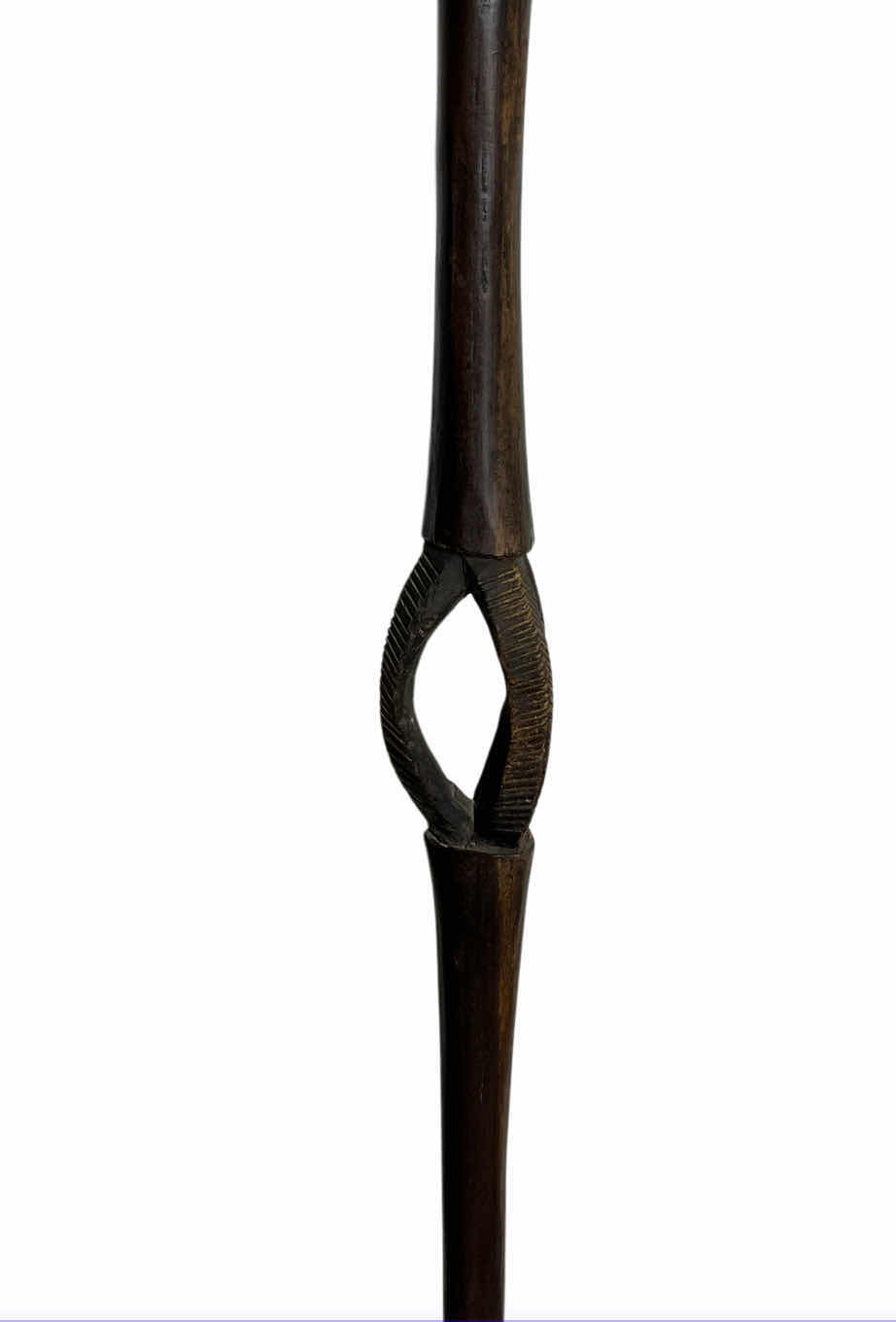 Photo 1 of AFRICAN MID-CENTURY HAND CARVED WOOD WALKING STICK 2.5” X 62”