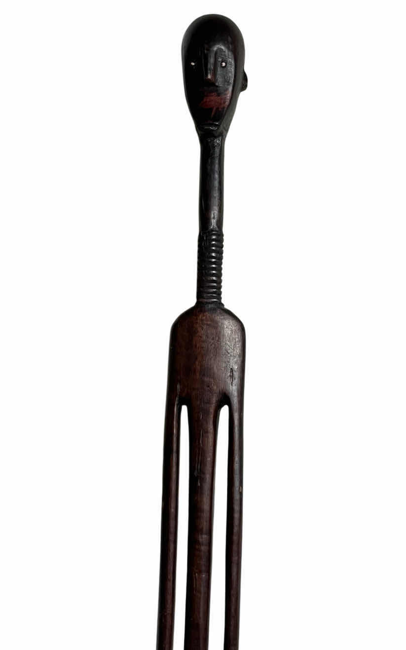 Photo 1 of AFRICAN ANYA WOOD HAND CARVED MALE SCULPTURE W BASE 5.5” X 61.5”