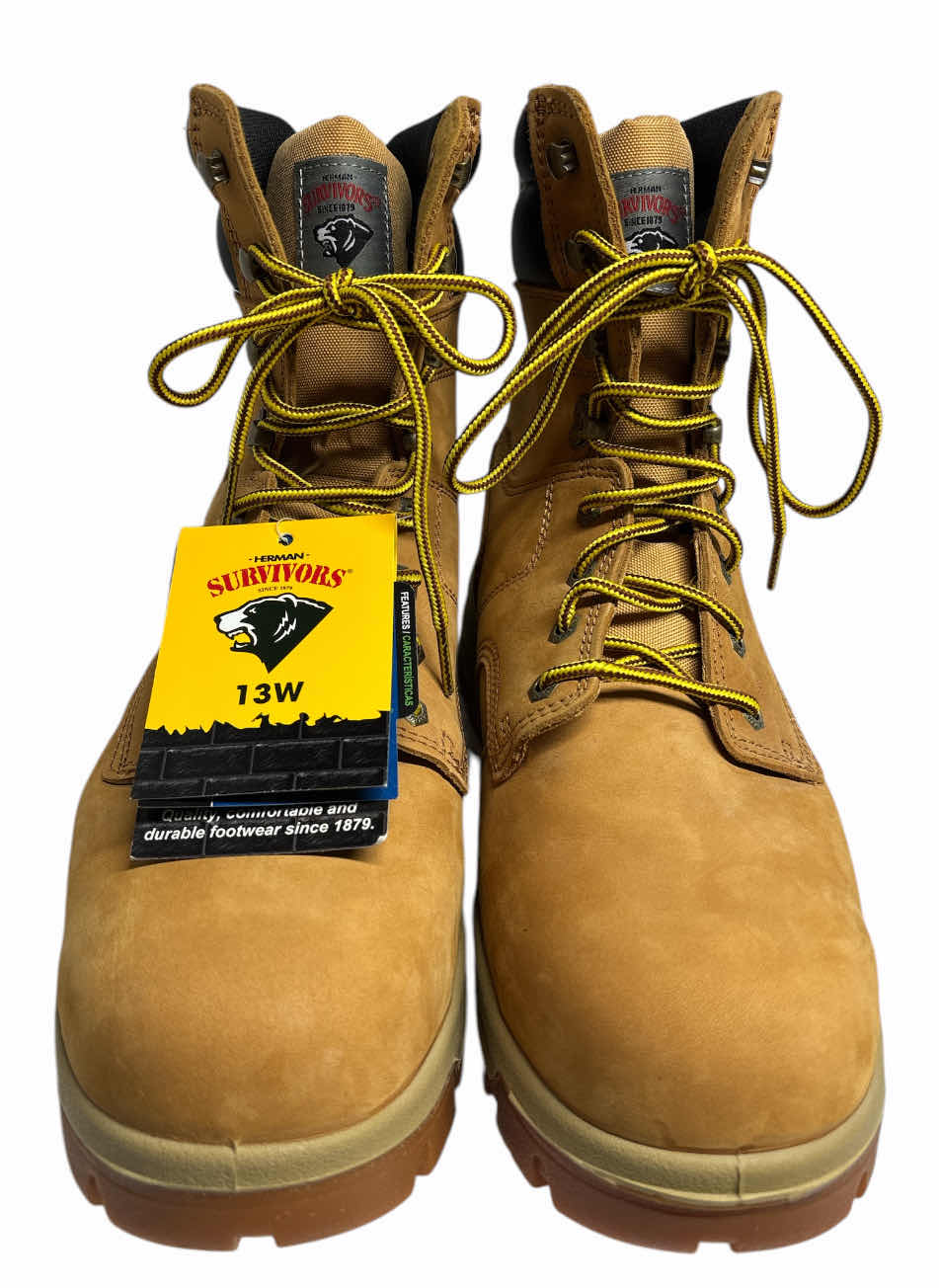 Photo 1 of NEW MENS HERMAN SURVIVORS M HS GRIZZLY GENUINE LEATHER, SLIP/OIL RESISTANT OUTSOLE, STEEL TOE BOOT (SIZE 13 WIDE)