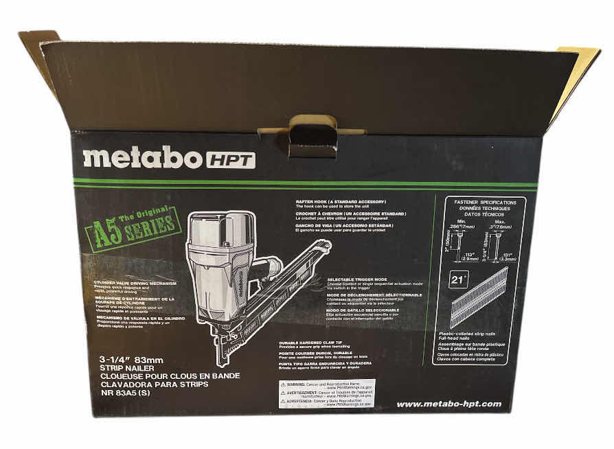 Photo 1 of METABO HPT A5 SERIES 3-1/4” 83mm STRIP NAILER, NR83A5(S)
