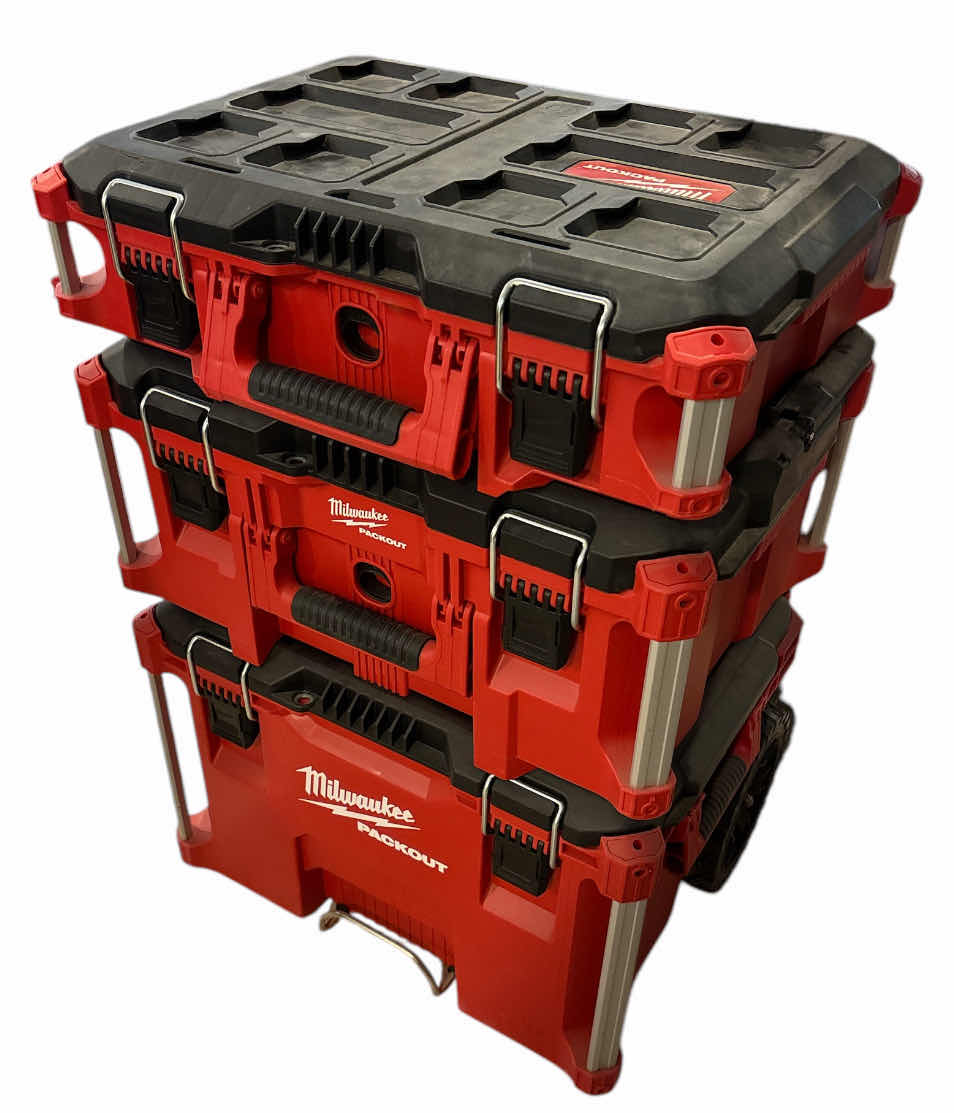 Photo 1 of Milwaukee PACKOUT ROLLING MODULAR STACKABLE TOOL BOX STORAGE SYSTEM, RED/BLACK