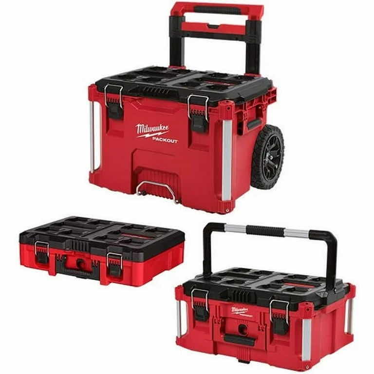 Photo 1 of Milwaukee PACKOUT ROLLING MODULAR STACKABLE TOOL BOX STORAGE SYSTEM, RED/BLACK