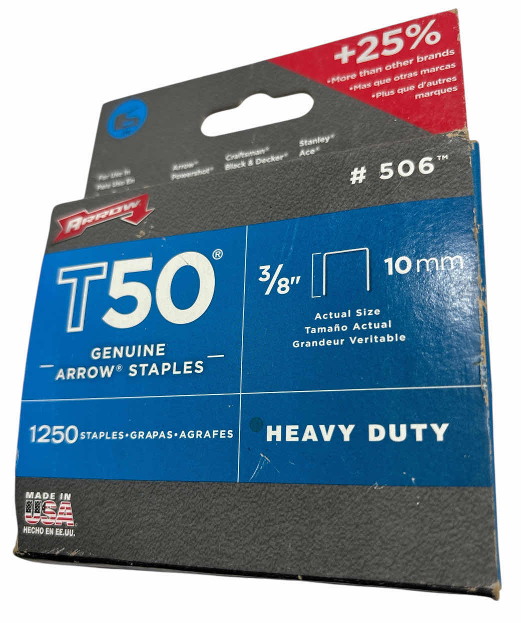 Photo 1 of BOSTITCH 20-GAUGE 3/8” NARROW CROWN FINISH STAPLER (BTFP71875) & T50 GENUINE ARROW STAPLES #506 3/8” HEAVY DUTY (APPROX 1000 STAPLES)