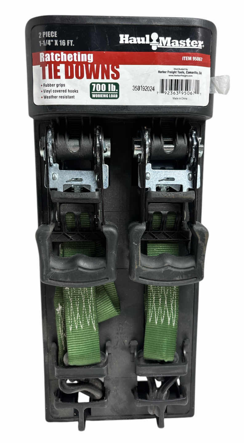 Photo 1 of NEW HAUL MASTER 2PC RATCHETING TIE-DOWNS 1 1/4” X 16’ (95067)