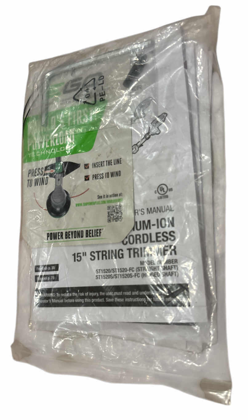 Photo 1 of EGO POWER+ 56V 15” SPLIT SHAFT BATTERY STRING TRIMMER, TOOL ONLY (ST1520S) & VARIOUS TRIMMER LINE PACKS