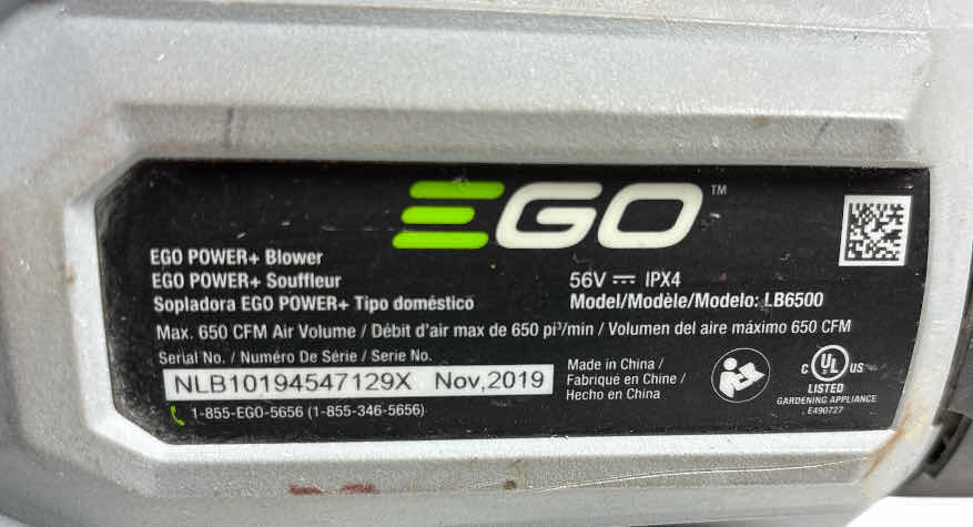 Photo 1 of EGO POWER+ 650 CFM CORDLESS BLOWER, INCLUDES 56V BATTERY 5.0Ah & 56V CHARGER (LB6500)