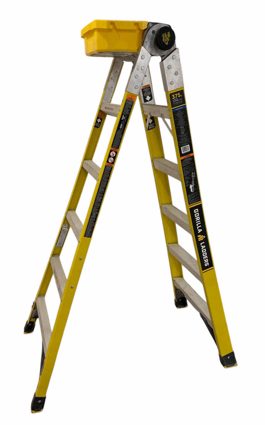 Photo 1 of GORILLA LADDERS 15 FT REACH FIBERGLASS TWIN STEP MULTI-POSITION LADDER W REMOVABLE PROJECT BUCKET, 375 LB LOAD CAPACITY, TYPE 1AA (FXT-15)