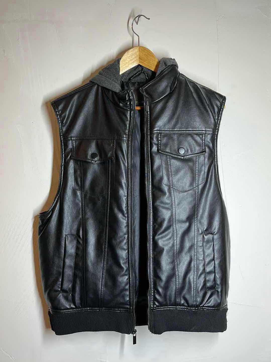 Photo 1 of TWCE BLACK LEATHER HOODED VEST