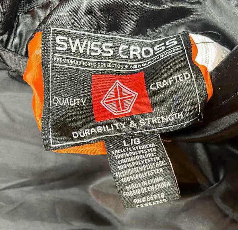 Photo 1 of SWISS CROSS BLACK BOMBER FLIGHT JACKET MENS SIZE LG