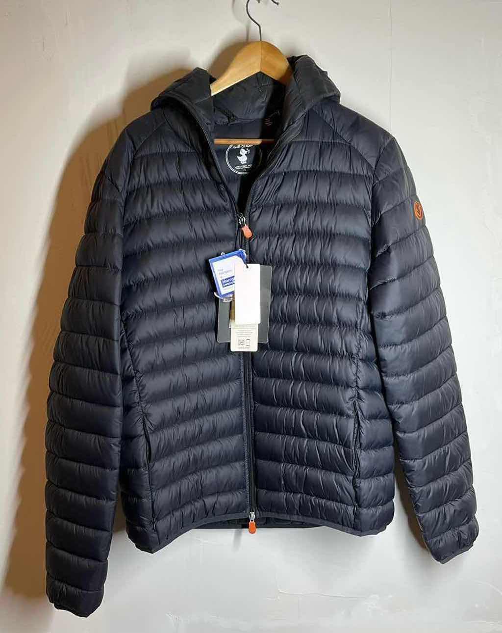 Photo 1 of NEW SAVE THE DUCK BLACK HOODED PUFFER JACKET MENS SIZE LG