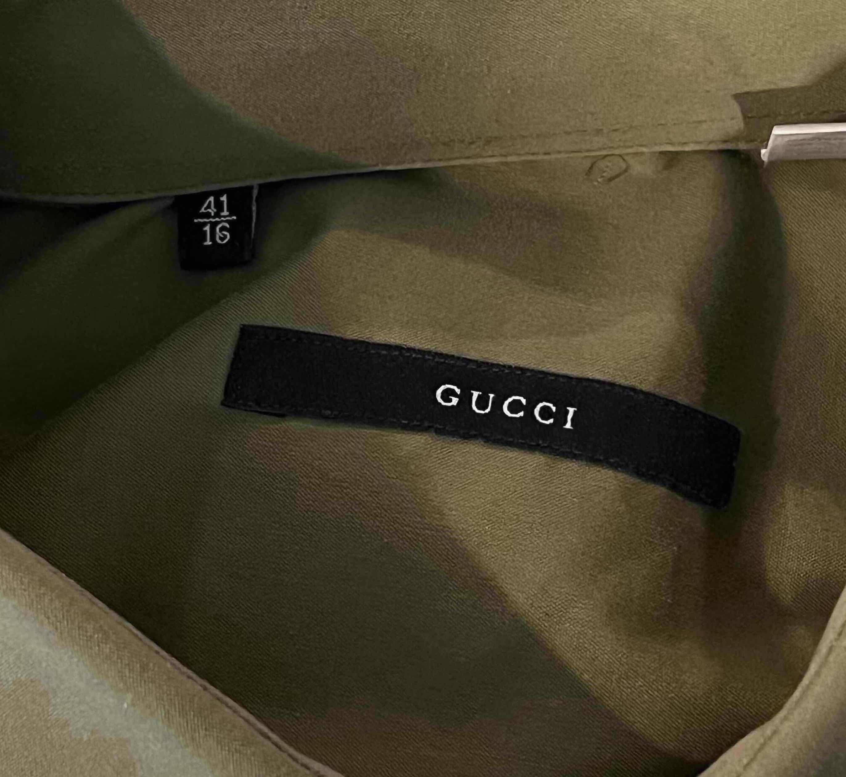Photo 1 of GUCCI GREEN SHORT SLEEVE DRESS SHIRT MENS SIZE 41/16