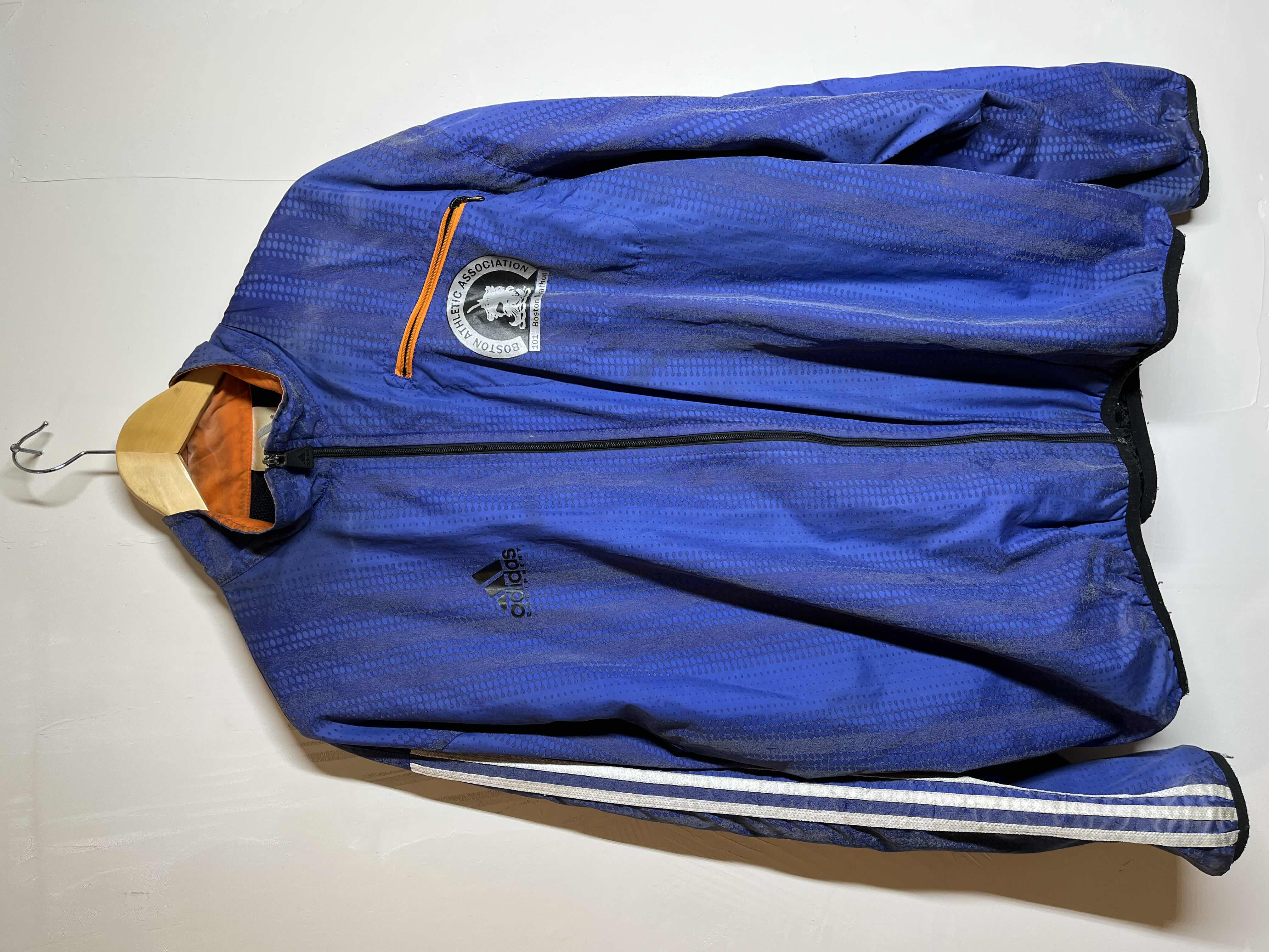 Photo 1 of ADIDAS BOSTON ATHLETIC ASSOCIATION 101ST MARATHON BLUE WINDBREAKER JACKET MENS SIZE XL