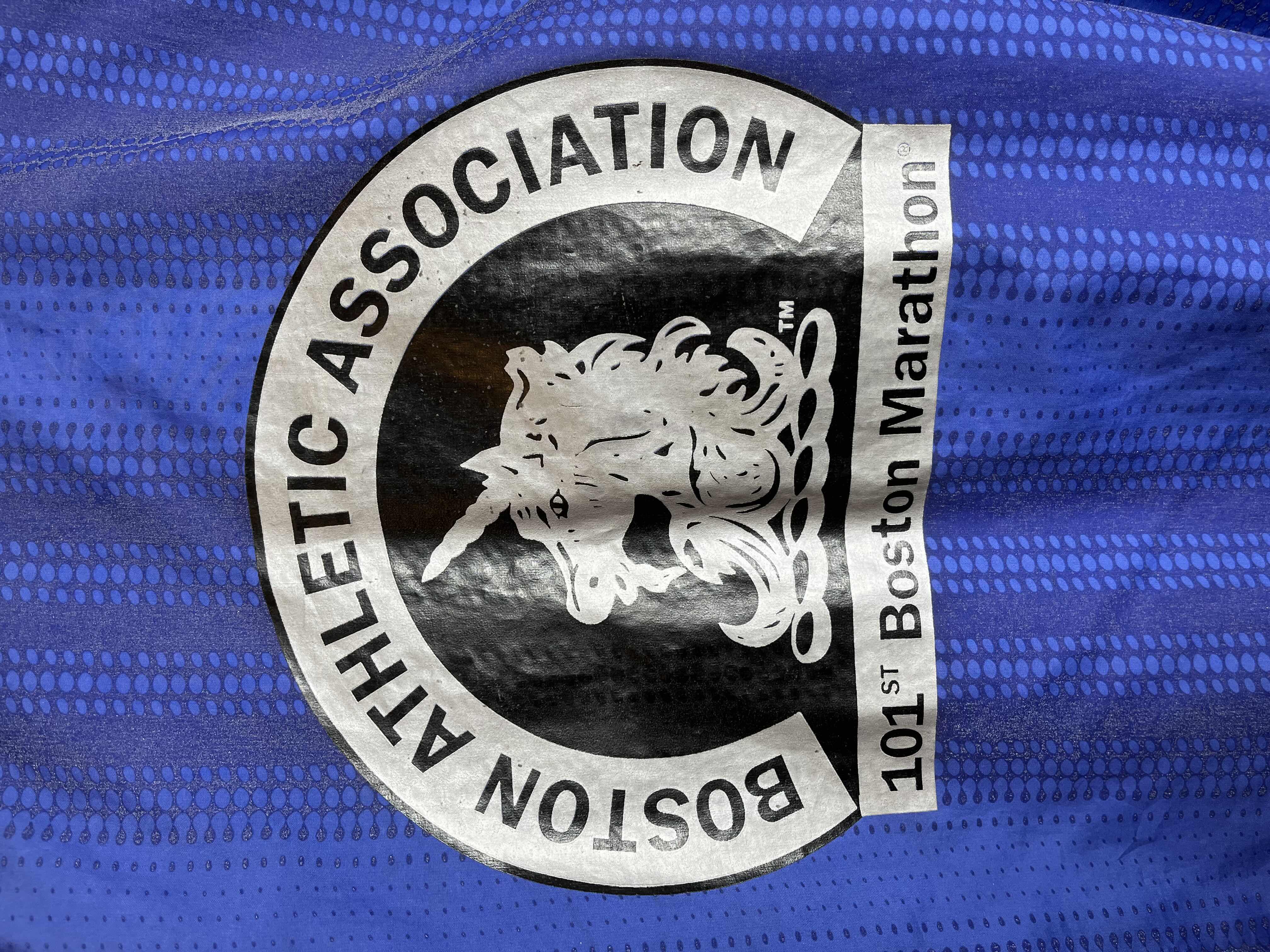 Photo 1 of ADIDAS BOSTON ATHLETIC ASSOCIATION 101ST MARATHON BLUE WINDBREAKER JACKET MENS SIZE XL
