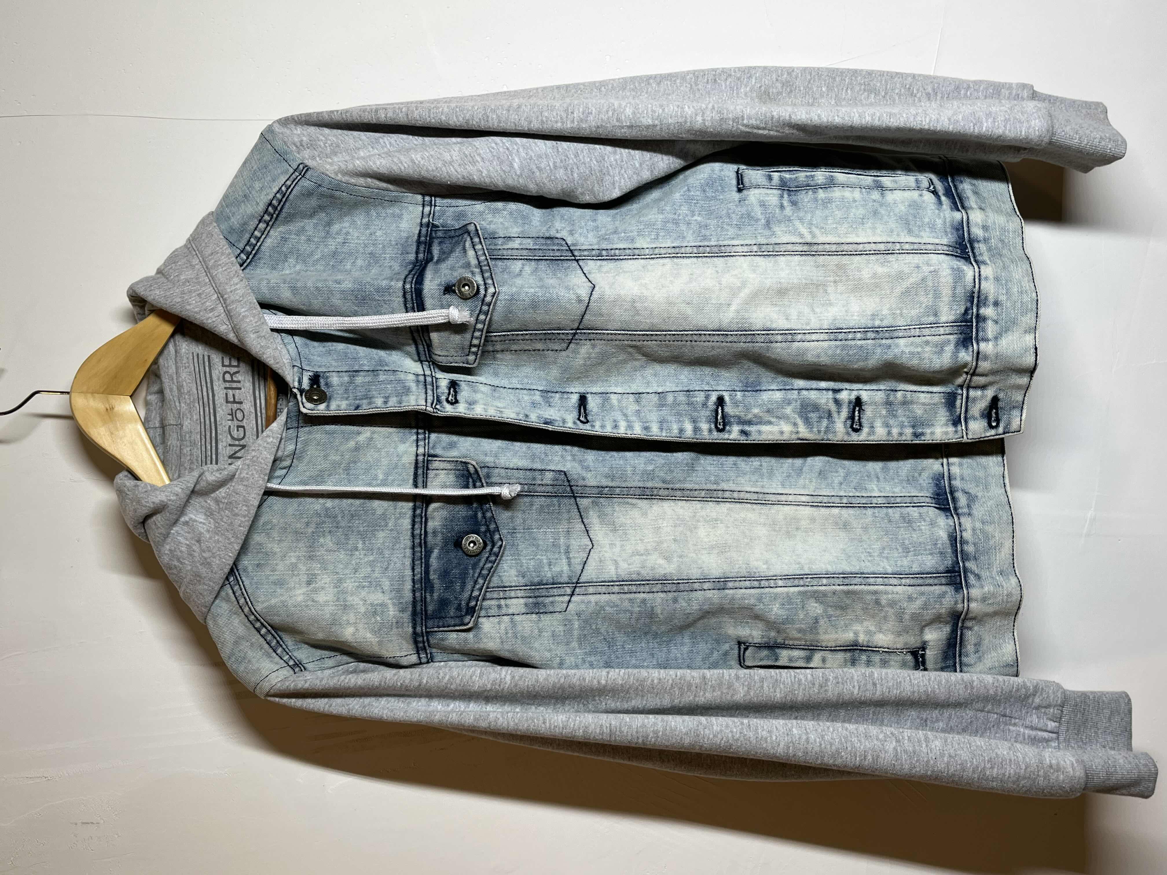 Photo 1 of RING OF FIRE HOODED DENIM FLEECE JACKET MENS SIZE LG