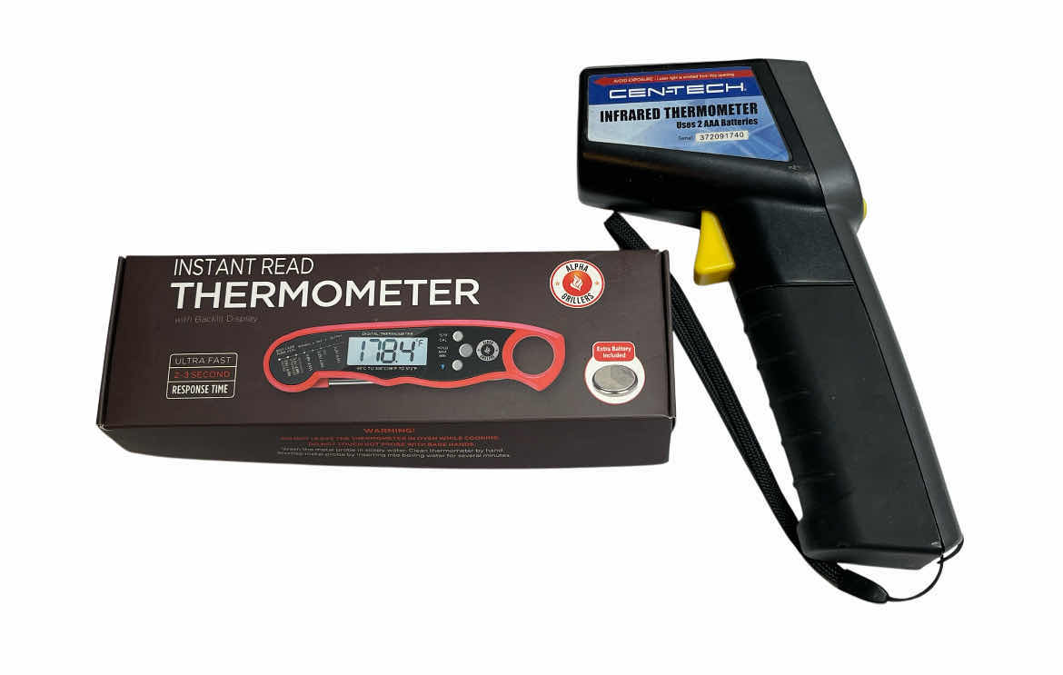 Photo 1 of CEN-TECH INFRARED THERMOMETER & ALPHA GRILLERS INSTANT READ THERMOMETER