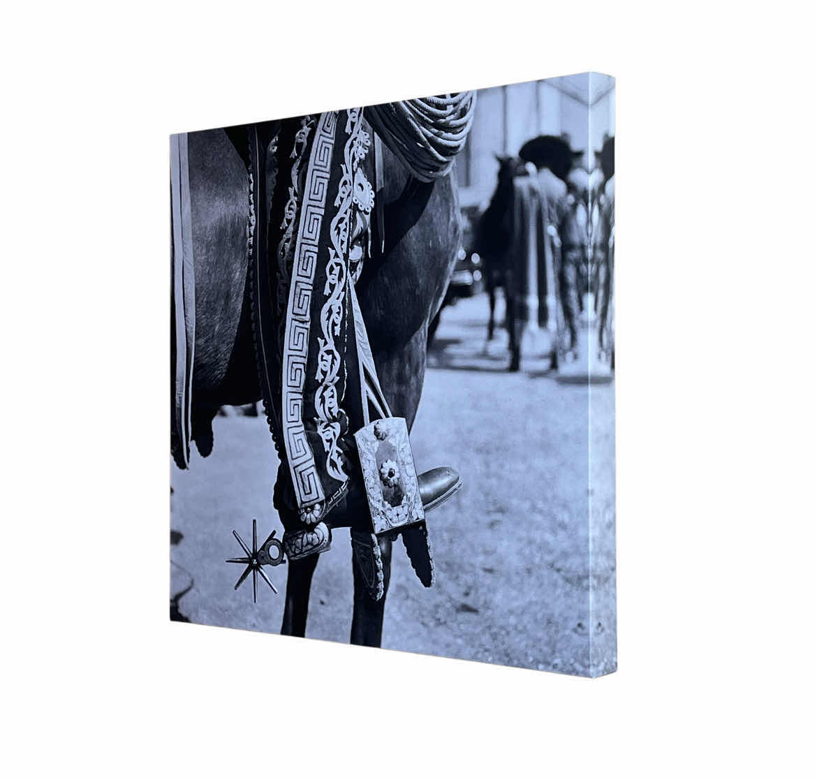 Photo 1 of 1930s TRADITIONAL CHARRO COWBOY EMBROIDERED CHAPS SPURS STIRRUP MEXICO CANVAS PRINT ARTWORK 16” X 16”