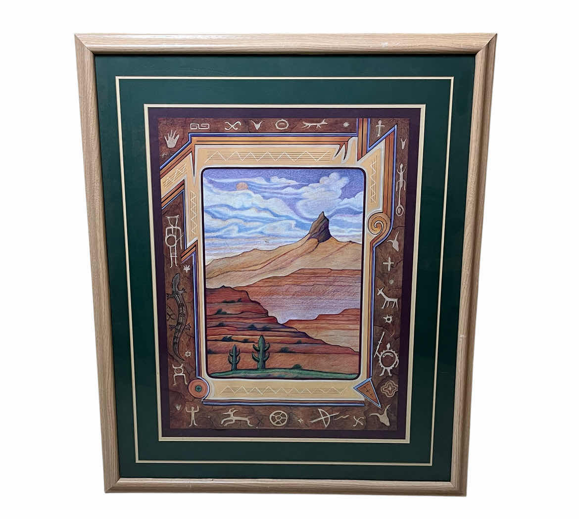 Photo 1 of SOUTHWESTERN LANDSCAPE FRAMED ARTWORK 29” X 35.5”