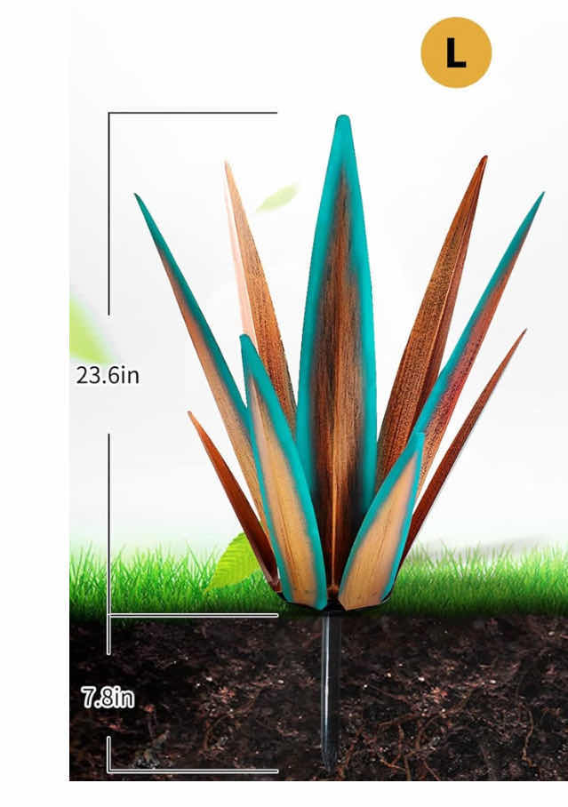 Photo 1 of RUSTIC OUTDOOR METAL AGAVE PLANT, YARD ART, LARGE SIZE 23.6” (COLOR: COPPER/TEAL)