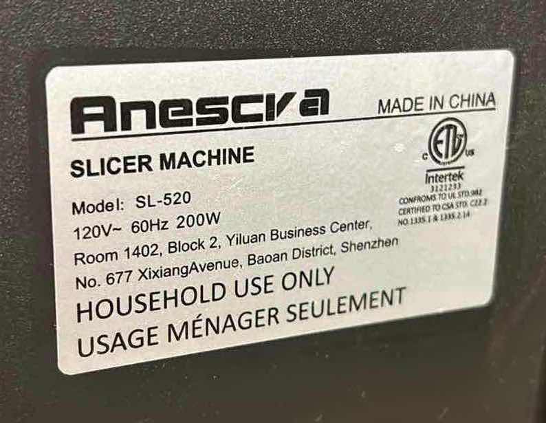 Photo 1 of ANESCRA 200W ELECTRIC DELI FOOD SLICER W REMOVABLE 7.5” STAINLESS STEEL SERRATED BLADE, ADJUSTABLE THICKNESS (SL-520)