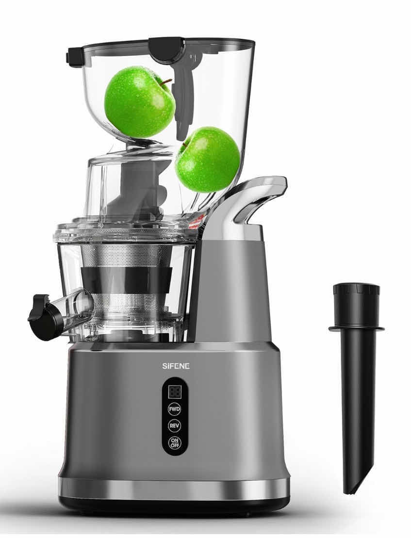 Photo 1 of SIFENE COLD PRESS JUICER MACHINE, WIDE CHUTE, EASY TO CLEAN, HIGH YIELD, NON BPA, BLACK (MODEL AMR8822)