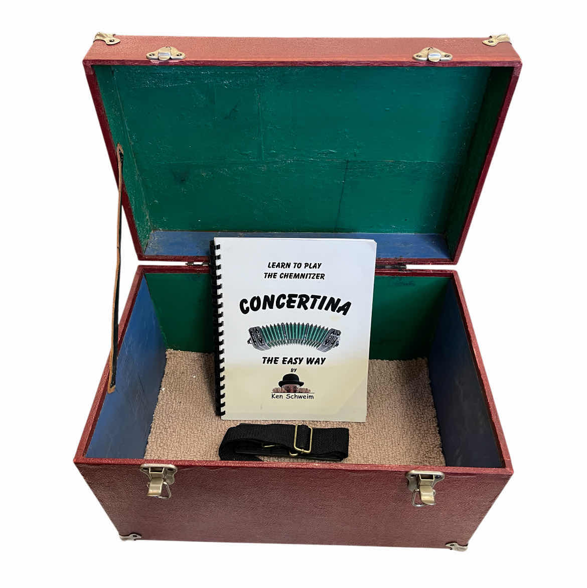 Photo 1 of E.GLASS & SONS BANDONEON CONCERTINA W LEATHER WRAPPED WOOD CASE