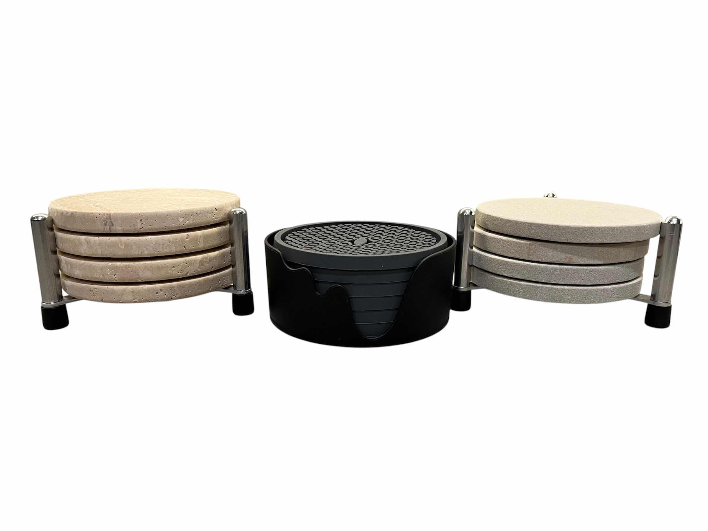 Photo 1 of STONE & RUBBER COASTER SETS (12) W CADDY