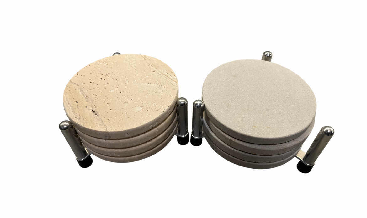 Photo 1 of STONE & RUBBER COASTER SETS (12) W CADDY