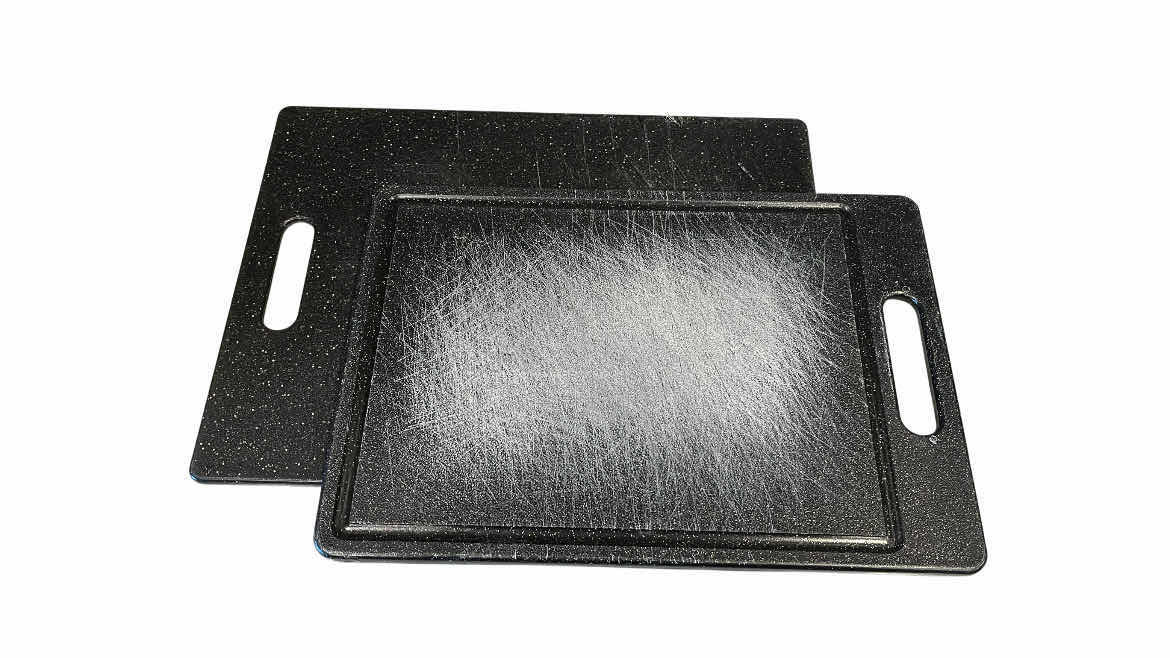 Photo 1 of BLACK STONE FINISH PLASTIC CUTTING BOARDS 14.5” X 11”,14” X 9.75”