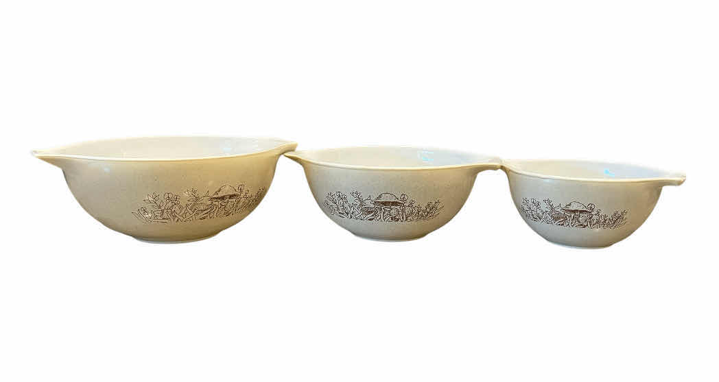 Photo 1 of PYREX 3PC FOREST FANCIES CORNING WARE 9”,7”,6”