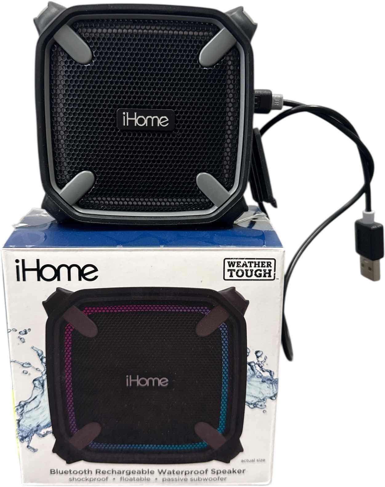 Photo 1 of IHOME BLUETOOTH RECHARGEABLE WATERPROOF SPEAKER BLACK 3.5”X 2” X H3.5”