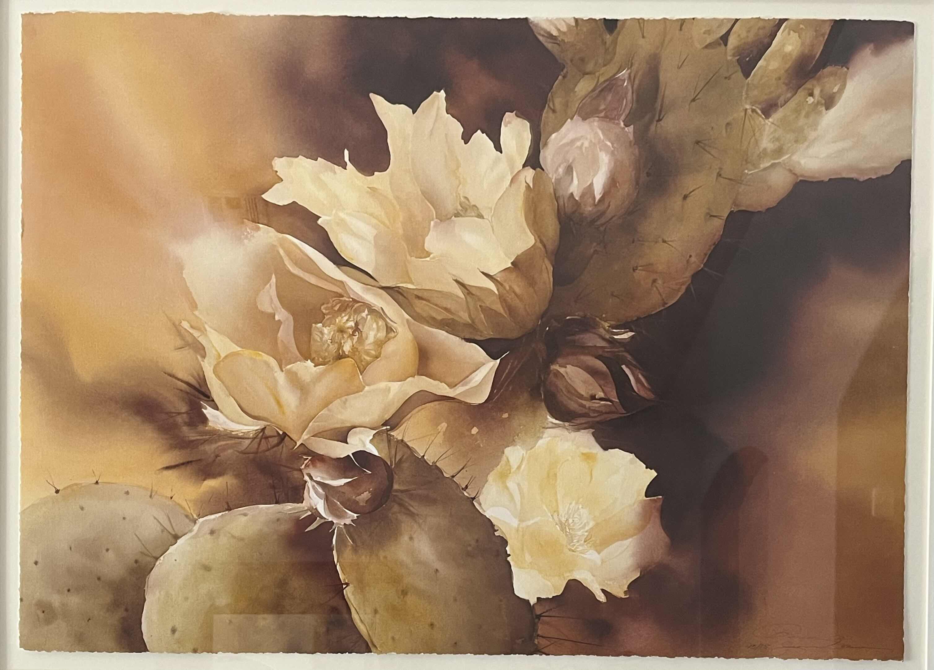 Photo 1 of FLOWER OF THE SUN LIMITED EDITION SIGNED BY JEANNE BONINE 43/75 FRAMED WATERCOLOR ARTWORK 57” X 46”