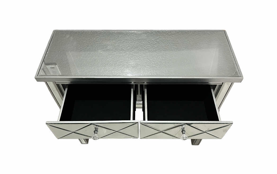 Photo 1 of KIRKLANDS DIAMOND MIRRORED 2 DRAWER CONSOLE TABLE 35.5” X 14” H31.25”