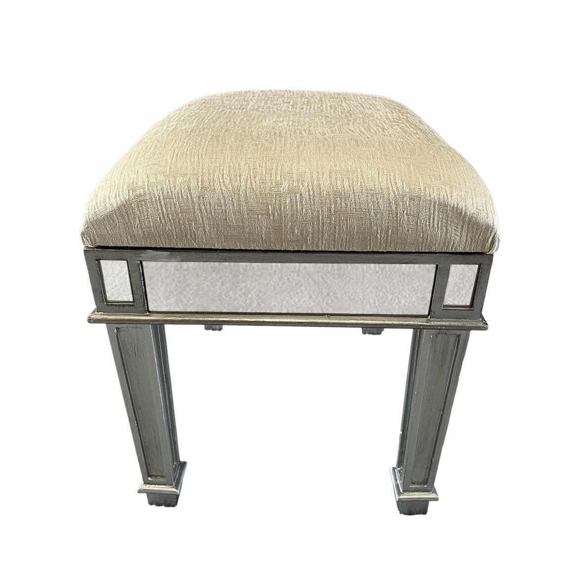 Photo 1 of PIER ONE MIRROR PANELED WOOD STOOL 19” X 15” H17”