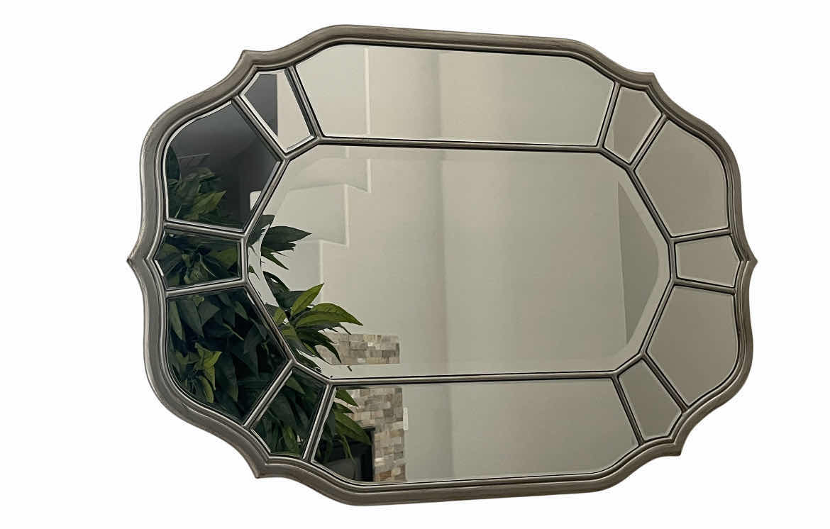 Photo 1 of PACIFIC COAST LIGHTING ANTIQUE SILVER WOOD FINISH MULTI-PANELED MIRROR 39” X 27”