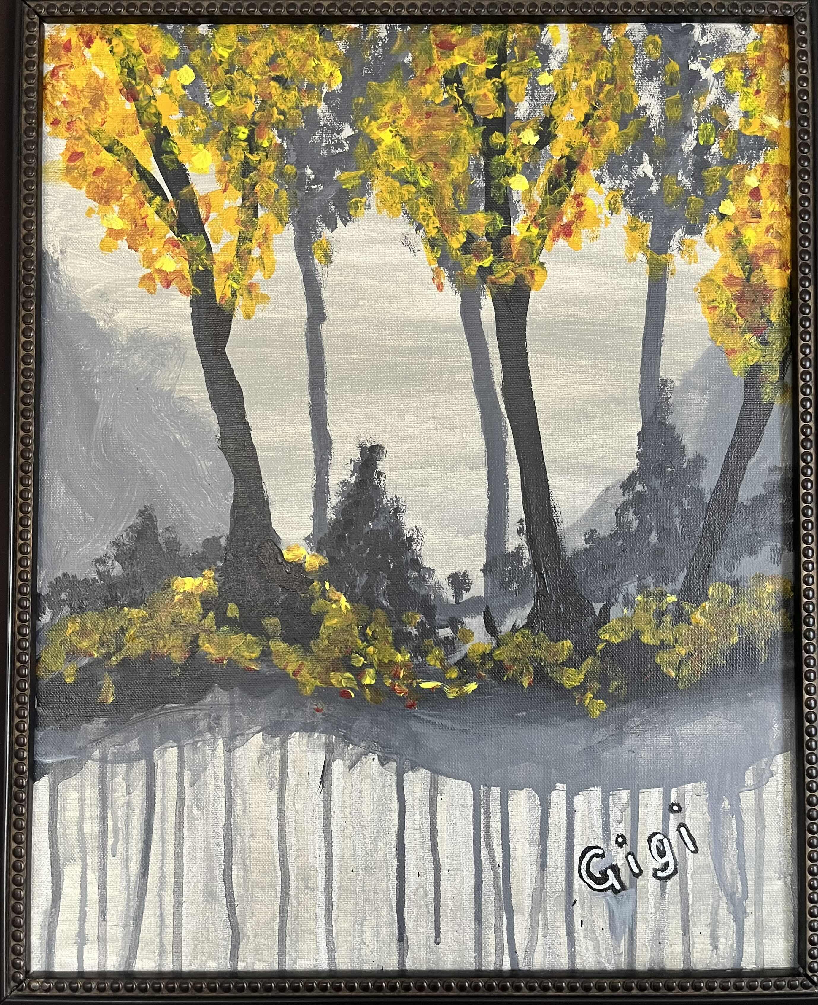 Photo 1 of FALL TREES SIGNED BY GIGI FRAMED CANVAS ARTWORK 21” X 25”