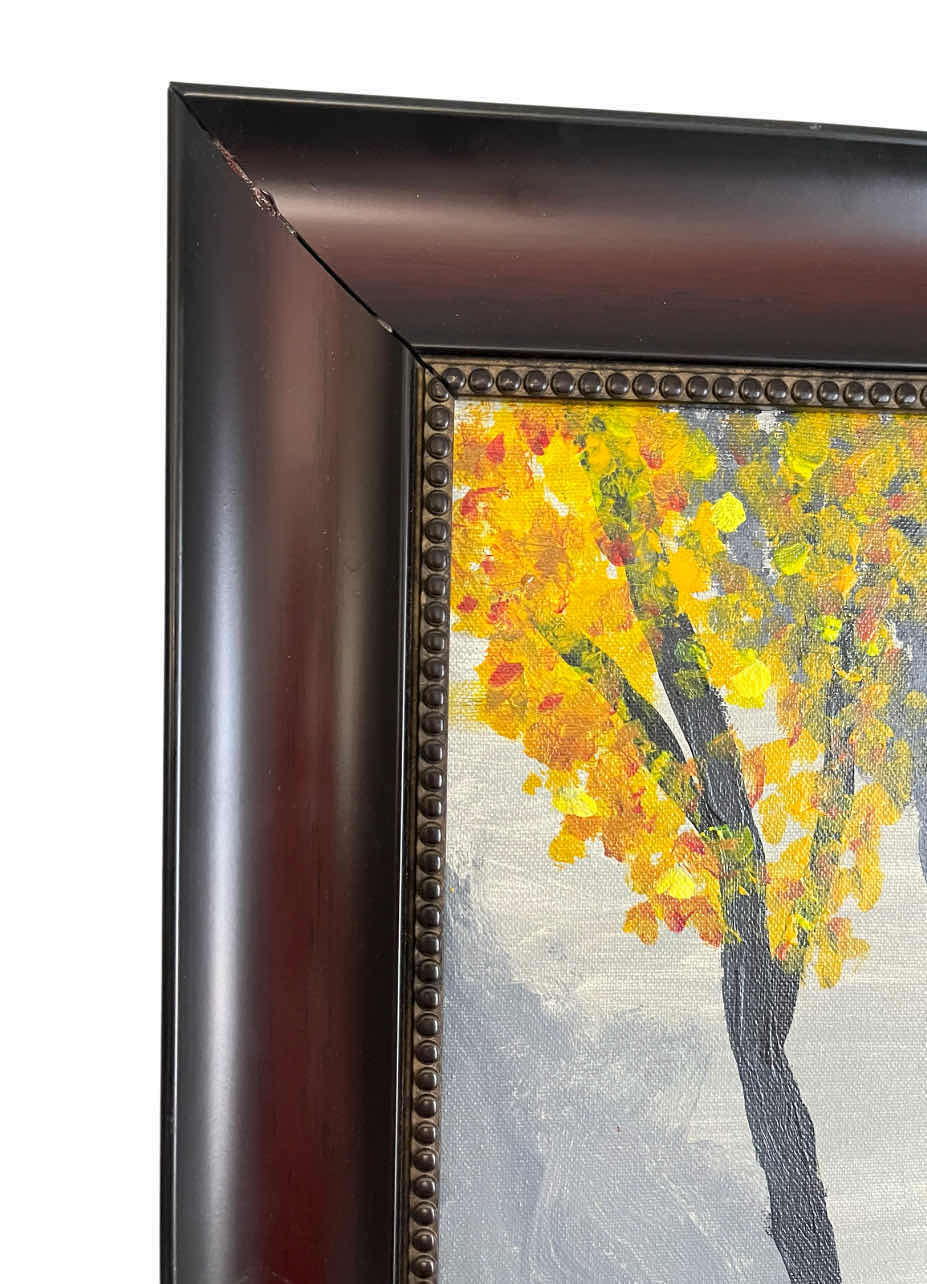 Photo 1 of FALL TREES SIGNED BY GIGI FRAMED CANVAS ARTWORK 21” X 25”
