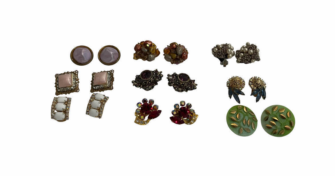 Photo 1 of VINTAGE CLIP-ON FASHION JEWELRY EARRINGS (9 SETS)
