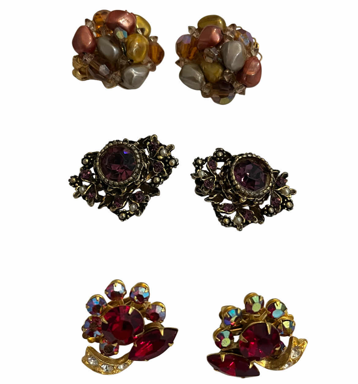 Photo 1 of VINTAGE CLIP-ON FASHION JEWELRY EARRINGS (9 SETS)