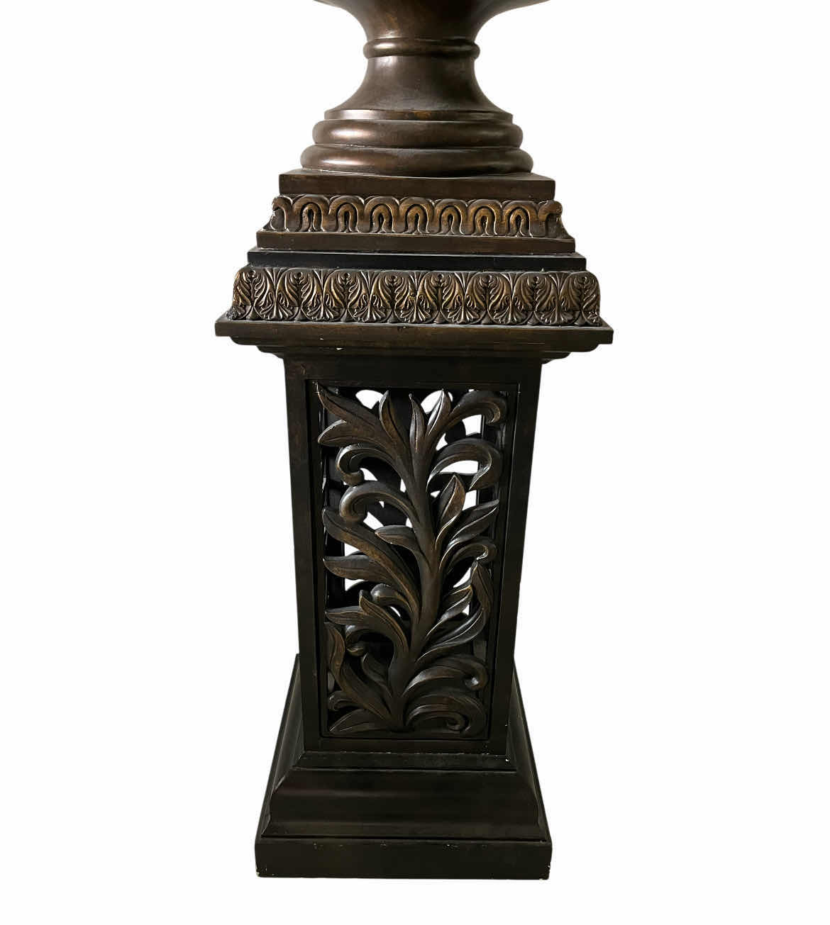 Photo 1 of AGED BROZNE 2PC OVERSIZED URN & PEDESTAL RESIN DECOR 31” X 79” (READ NOTES)